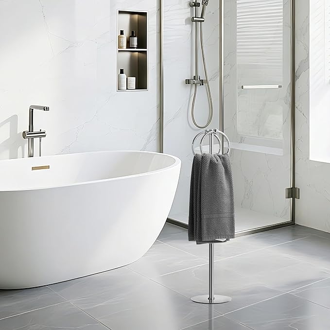Adjustable Chrome Towel Rack,Freestanding Bathroom Towel Holder