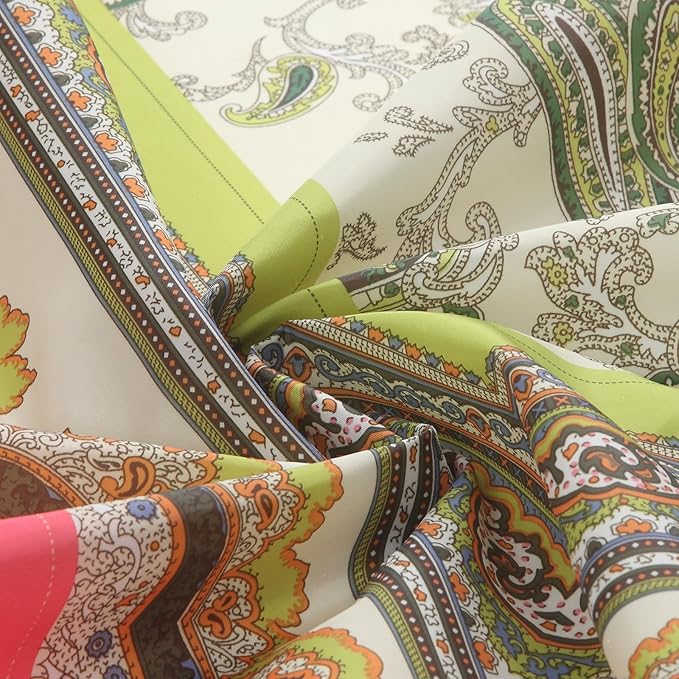 Long Fabric Shower Curtain, Pink and Green Printed Boho Paisley Pattern Shower Curtains for Bathroom, Waterproof Bathroom Curtains, 72" W x 78" H