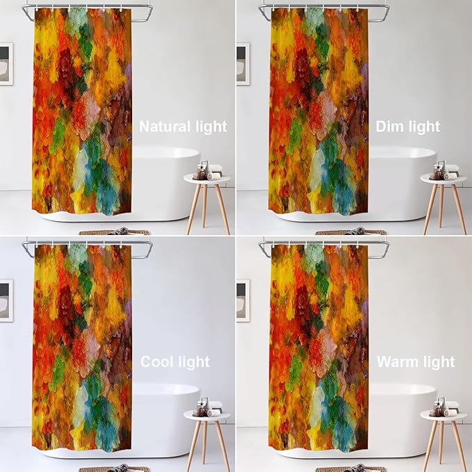 Shrahala Colorful Abstract Paint Decorative Shower Curtain, Multicolor Modern Artist Bathroom Decor Polyester Fiber Waterproof with Plastic Rings for Shower Stall Bathtubs 72 x 36 in