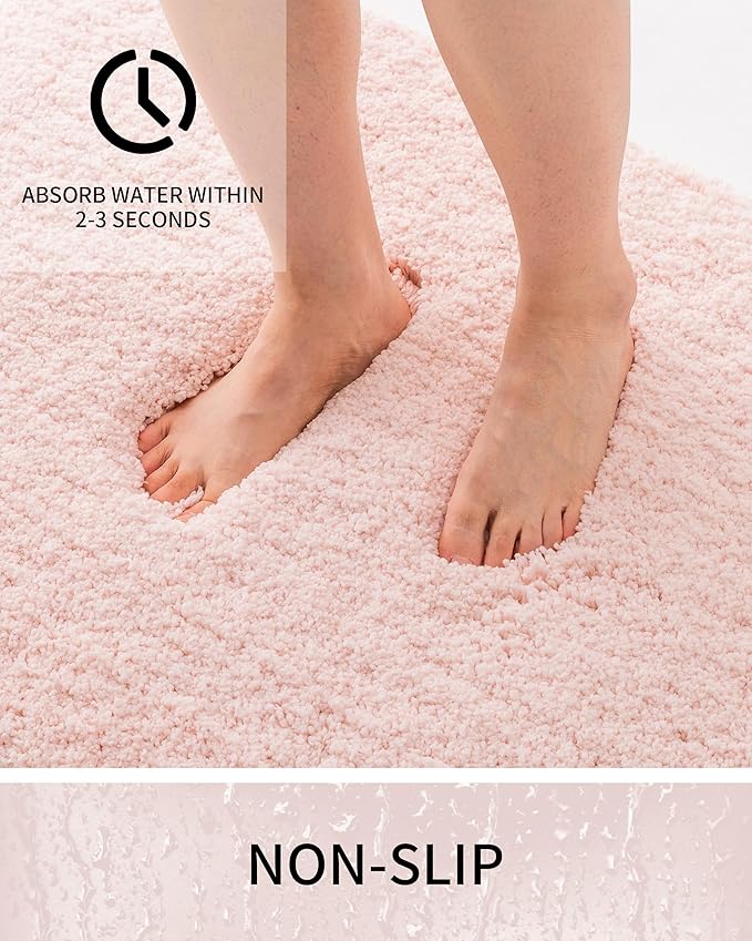 Bathroom Rugs Non Slip Washable 36x24, Ultra Thick Soft Microfiber Absorbent Bath Mats, High Density Foam Latex Non Slip Backing Bath Rugs, Fluffy Floor Carpet for Tub&Shower, Sakura