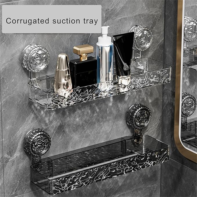 Strong Suction Bathroom Shelf Space Saving Easy Installation for Smooth Surfaces Great for Organizing Toiletries