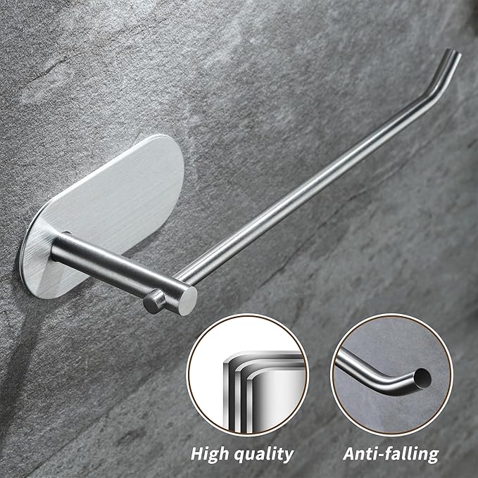 ZUNTO 2-Pack Self-Adhesive Hand Towel Holder for Bathroom, 9in Strong Adhesive Towel Rack Stick on Wall, No Drilling Towel Rings Set, Modern Brushed Stainless Steel