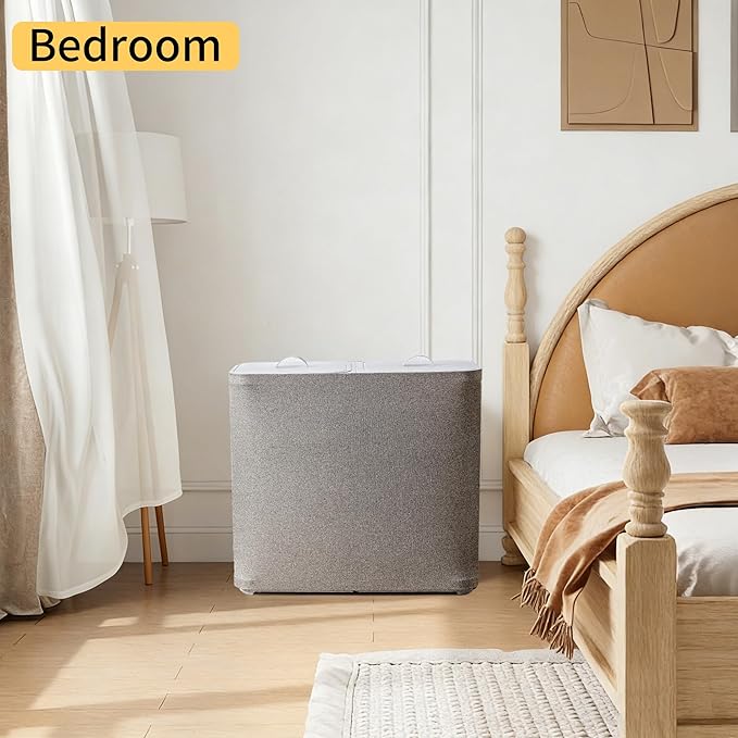150L laundry hamper with lid, Large-sized Laundry Baskets, Portable 2 Dividers Dirty Clothes Basket with Handles, for Bedroom Laundry Room Closet Bathroom College, Grey