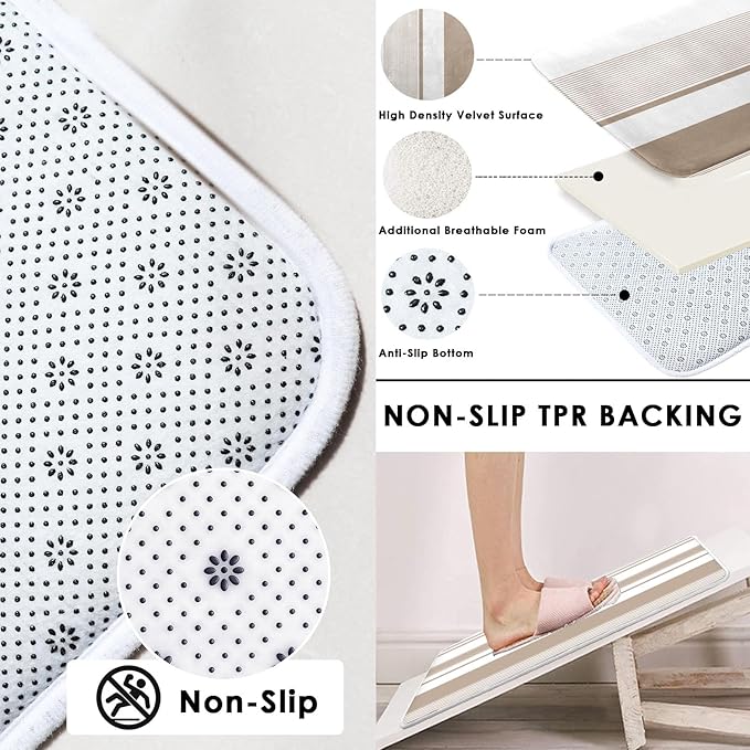 Beige Shower Curtain Set with Toilet Lid Cover and Non-Slip Rugs for Bathroom, Modern Striped Lines 4 Pcs Shower Curtain, Simple Abstract Bathroom Set with 12 Hooks