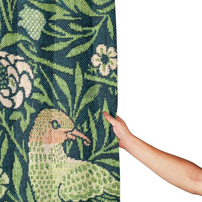 Boho Bird Shower Curtain William Morris Art Print Retro Bird Plant Natural Flower Pattern Print Shower Curtains 72""×72"" Inch, Style-6