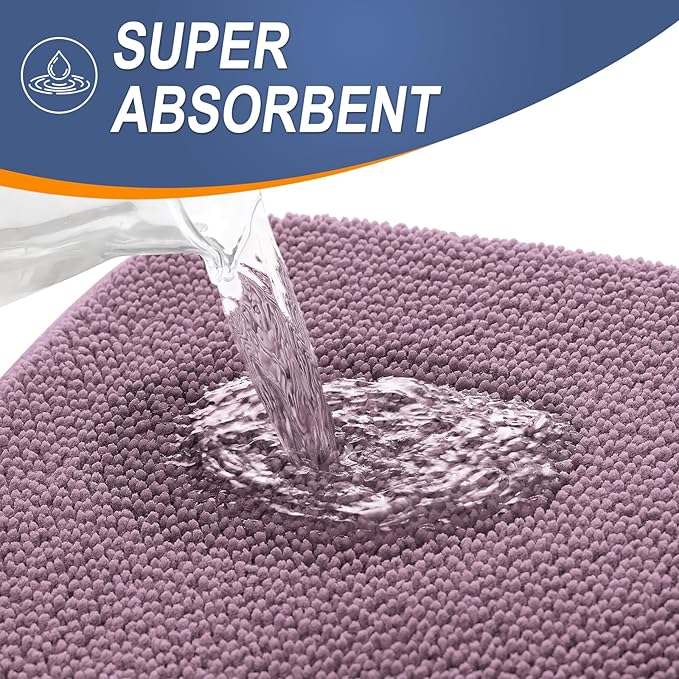 OLANLY Thick Memory Foam Bath Mat Rug 47x24, Extra Soft Absorbent Bathroom Rug, Quick Dry Bath Mats, Non-Slip, Machine Washable Carpet for Bathroom, Tub and Shower, Home Decor Accessories, Deep Plum