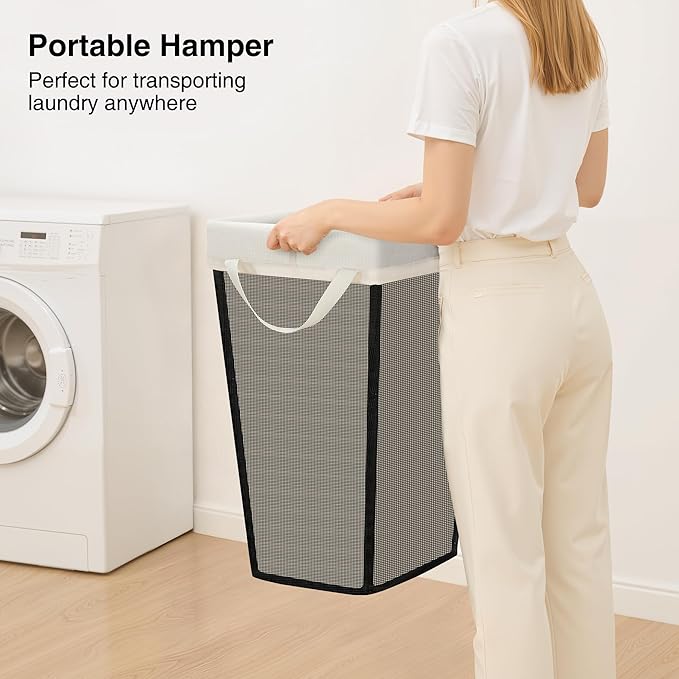 STO STO Laundry Hamper, 75L Laundry Basket Organizer with Removable and Washable Liner Bag, Freestanding Portable Dirty Clothes Hamper, Laundry Bin for Laundry Room, Bedroom, Closet and Dorm