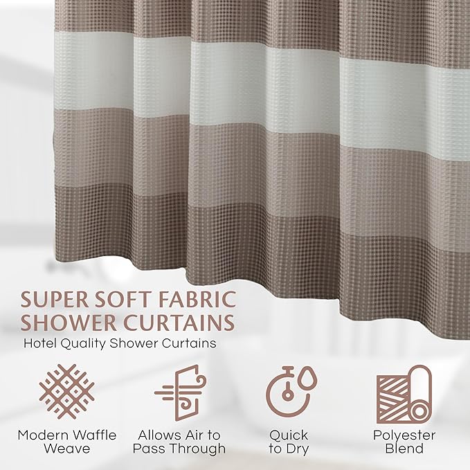 Dainty Home Waffle Weave Waterproof Shower Curtains for Bathroom Clearance, Natural Taupe 70" x 72", Clearance Shower Curtains, Bath Curtains, Shower Curtain Waterproof Fabric