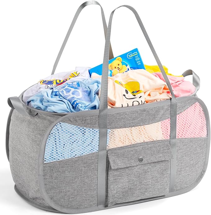 1-Second Storage Washer-Side Magnetic Pop-Up Laundry Hamper New User Safety Lock Prevents Accidental Opening Reinforced U-Handle Holds 33lbs 1.5Loads Folds to 0.78in Ultra Slim