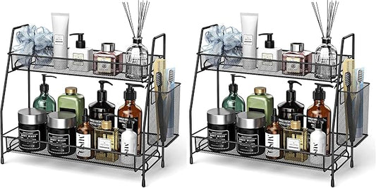 SPISPI Bathroom Organizer Countertop, Spice Rack Organizer for Cabinet,Bathroom Counter Organizer, Kitchen Countertop Organizer (Pack of 2)