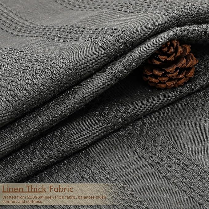 OVZME Boho Shower Curtain 72 Inch Long, Modern Farmhouse Rustic Striped Tassel Fabric Shower Curtain for Bathroom, Heavy Duty Vintage Country Bathroom Decoration, 72Wx72L Inches, Charcoal Grey