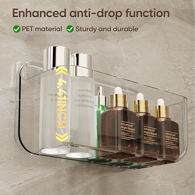 Acrylic Shower Caddy,6 Pack Acrylic Rustproof Shower Organizer with Large Capacity,No Drilling Shelves for Bathroom Storage & Home Decor (Clear)