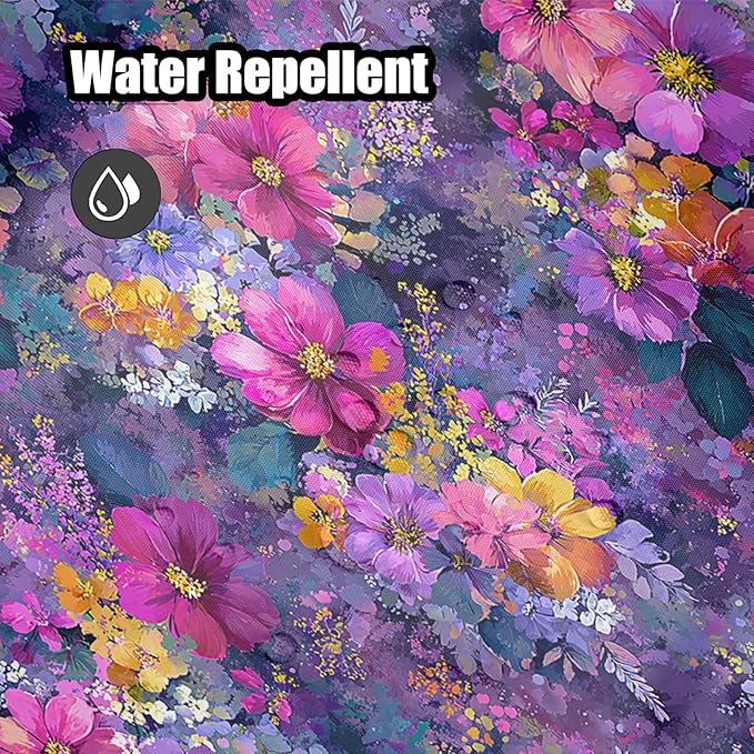 Floral Shower Curtain 72x72 Inch Fabric Bathroom Curtain Purple Flower Print for Boho Bathroom Decor