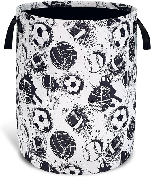 Various Balls Laundry Basket Foldable Oxford Cloth With Handle Portable Colorful Storage Basket Organizer Suitable For Laundry Room/Bedroom/Living Room/Children'S Room (18.9 X 16.5 Inch)