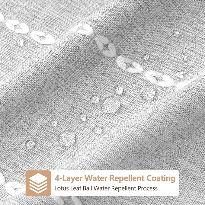 72 x 76 inch Extra Long Boho Chic Shower Curtain Heavyweight with Tassels, Grey Linen Textured Fabric Farmhouse Shower Curtain, Elegant Gray White Striped Bathroom Curtain Water Repellent