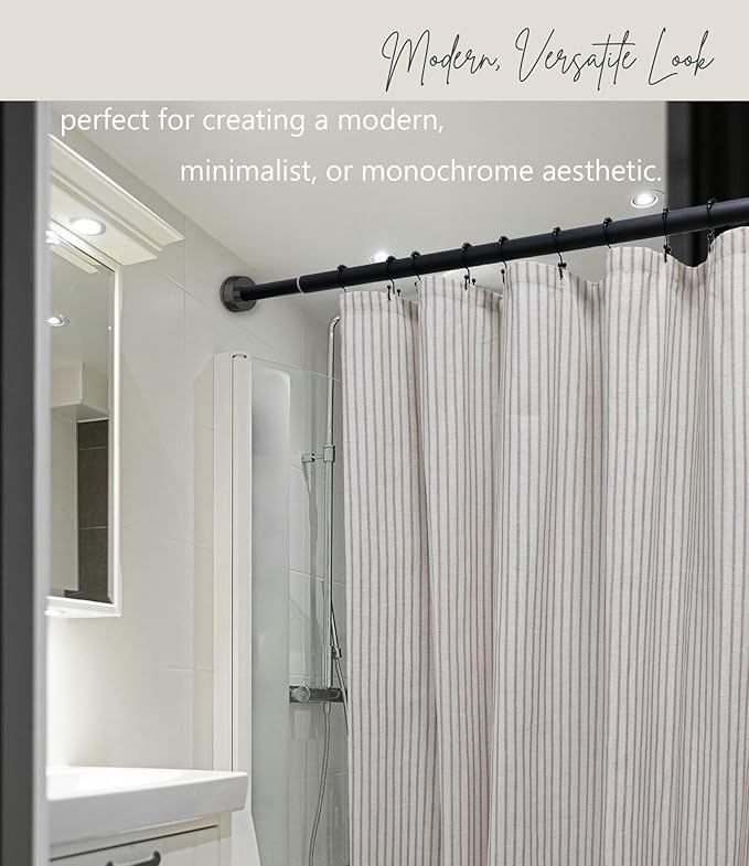 Farmhouse Striped Shower Curtain - 72x72 Inches, Linen Blend Fabric, Breathable & Machine Washable, Rustic Rust for Bathroom Decor (Hooks/Liner Not Included)