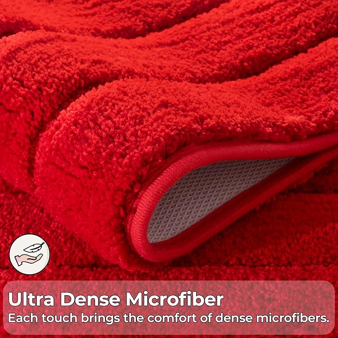 GRANNY SAYS Bathroom Rug, 20" X 32" Bath Rugs for Bathroom, Microfiber Cute Bath Mats, Washable Rug for Bath Tub, Bath Mat Non-Slip, Decorations Indoor, Red