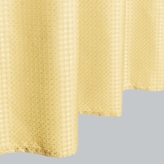 Mrs.Naturall Mellow Yellow Beige Shower Curtains for Bathroom Sets of Hooks Waterproof Waffle Textured Soft Warm Tone Winter Shower Curtain 72 Inch Length Butter Cream Pastel Pale Yellow