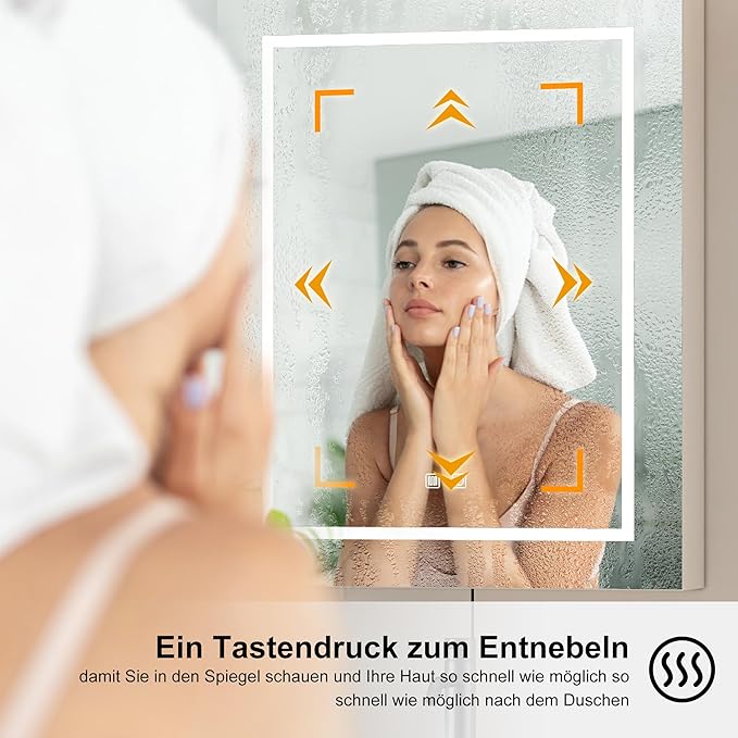 Lighted Medicine Cabinet with Mirror,Bathroom Mirror Cabinet with Shaver Socket,Wall Mounted,3 Color Lights,Outlets & USB,Led Medicine Cabinet Mirror for Bathroom,24x30 Inch