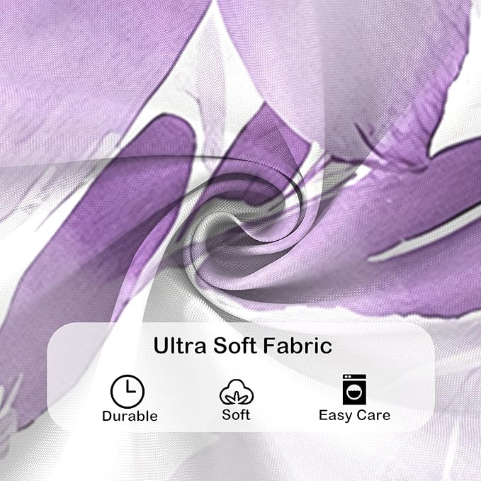 Floral Shower Curtain, Purple Watercolor Flower Shower Curtains for Bathroom, Modern Minimalist Waterproof Fabric Bath Decoration 72x72 Inch