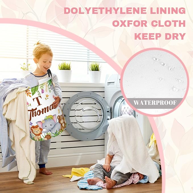 ZOE DAVISON Custom Farm Animals Laundry Baskets, Personalized Animal Pattern Gifts with Customized Name, Collapsible Laundry Hamper for Kids Adults Home Decoration,16.5 X 13.8in