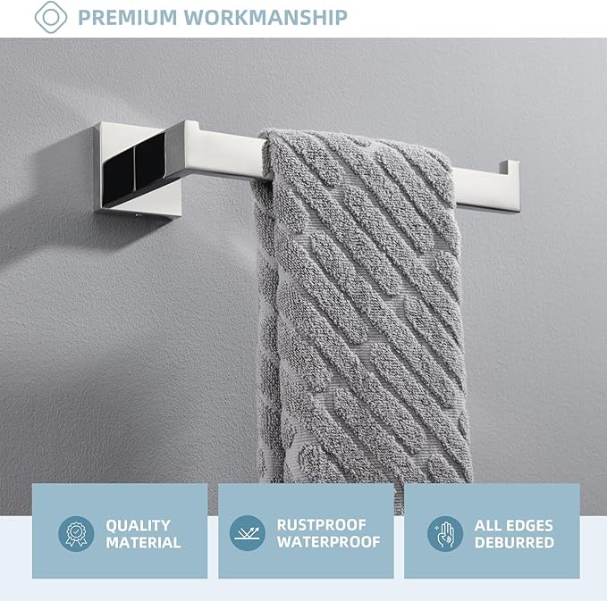 Angle Simple Bathroom Towel Holder, SUS304 Stainless Steel Kitchen Hand Towel Rack Hanger for Wall, Polished Chrome, 10.24 Inches