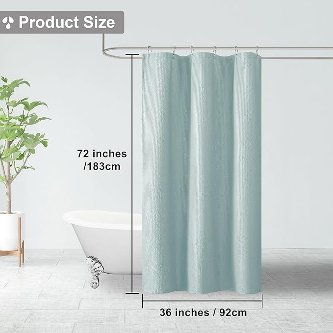 OVZME Small Stall Shower Curtain - Embossed Textured Bathroom Curtain, 36 x 72 Shower Curtain for RV Camper, Machine Washable Water Resistance, Light Green