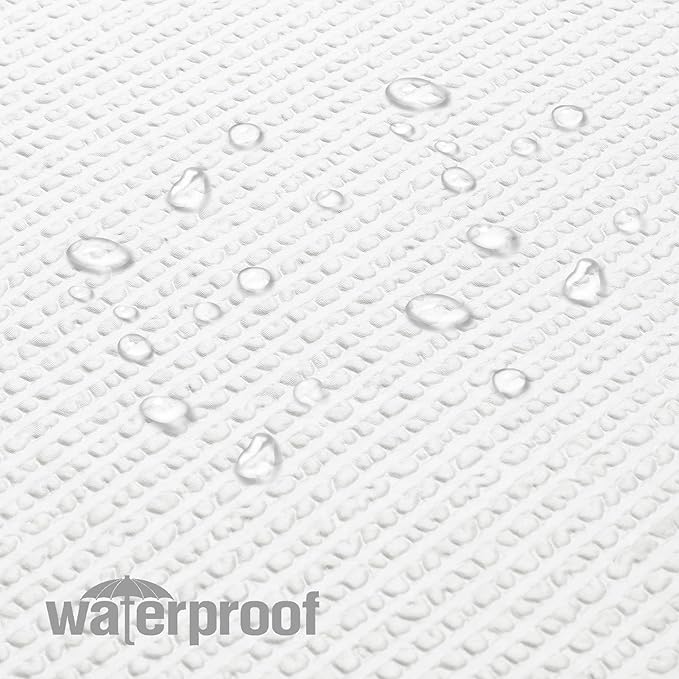 OVZME Berry White Shower Curtain, Embossed Textured Fabric Shower Curtain for Bathroom - Soft Cloth & Hotel Spa Luxury, Water Repellent, Machine Washable Shower Curtain, 72X72, White
