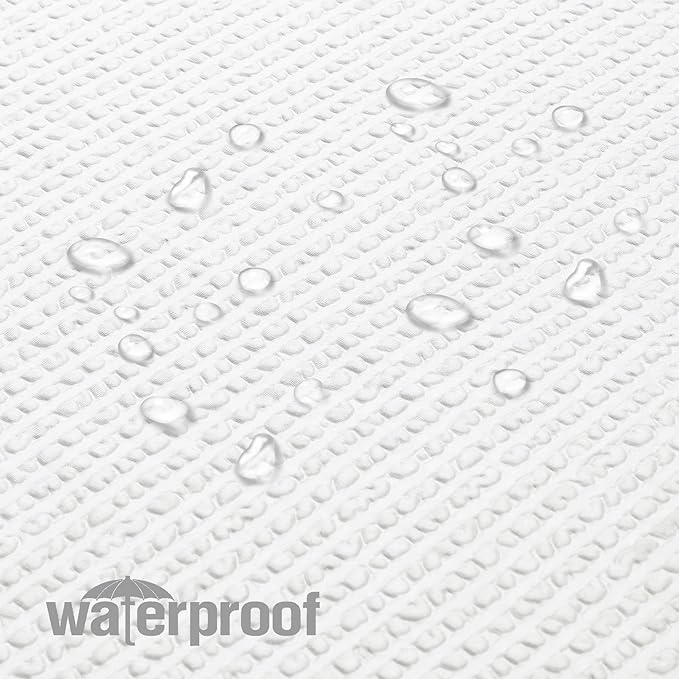 OVZME Berry White Shower Curtain, Embossed Textured Fabric Shower Curtain for Bathroom - Soft Cloth & Hotel Spa Luxury, Water Repellent, Machine Washable Long Shower Curtain, 72X78, White