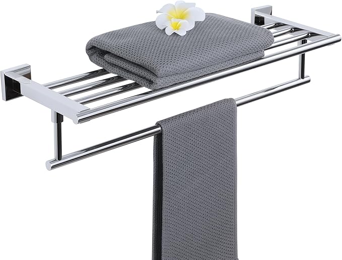 Alise Towel Racks for Bathroom Wall Mounted,24 Inch Bathroom Towel Rack with Tower Bar,Double Towel Racks for Bathroom,SUS304 Stainless Steel Bathroom Towel Holder Polished Chrome