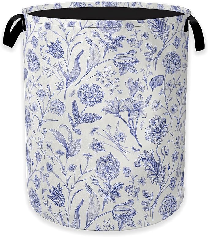Hydrangea Flowers Laundry Basket,Rustic Floral Clothes Hamper,Oxford Cloth Collapsible Nursery Hamper Storage Organization for Bedroom,Bathroom,Office,College Dorms,16x20 Inch