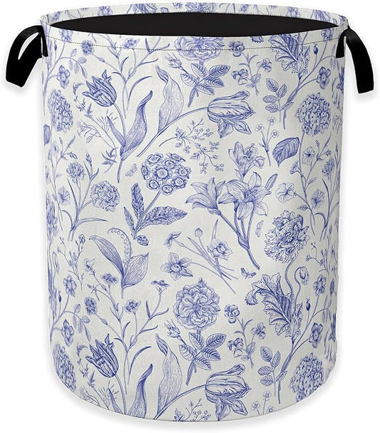 Hydrangea Flowers Laundry Basket,Rustic Floral Clothes Hamper,Oxford Cloth Collapsible Nursery Hamper Storage Organization for Bedroom,Bathroom,Office,College Dorms,16x20 Inch