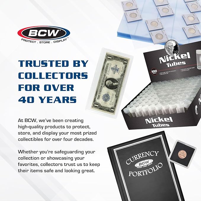 BCW 2x2 Coin Snap - 25 ct Nickel Holder | Archival Safe Coin Protector | Crystal Clear Polystyrene Coin Display Case | Ideal for US Jefferson Nickel | Coin Holders for Collectors