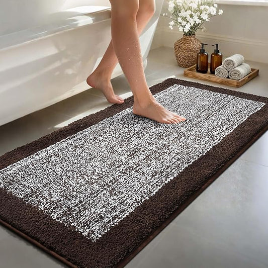 70x24 Long Bathroom Rugs Washable Non Slip, Brown Bath Mat for Bathroom Floor Tub, Soft Absorbent Quick Dry Mats for Shower, Bathtub,Home Decor