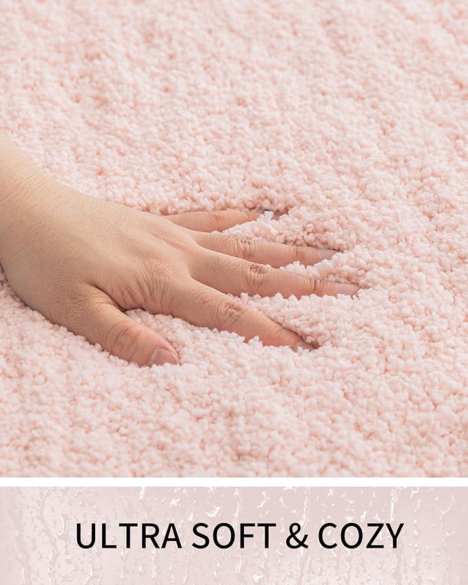 Bathroom Rugs Non Slip Washable 59x24, Ultra Thick Soft Microfiber Absorbent Bath Mats, High Density Foam Latex Non Slip Backing Bath Rugs, Fluffy Floor Carpet for Tub&Shower, Sakura