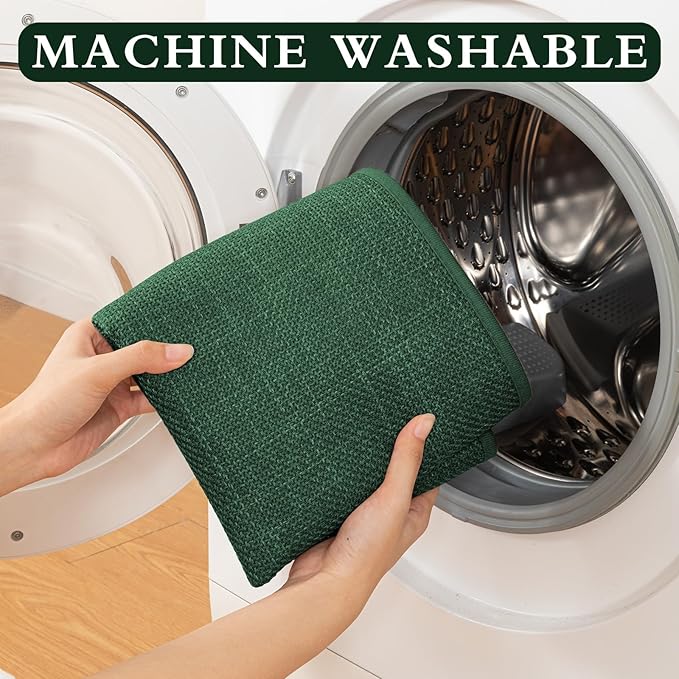 YIHOUSE Green Bathroom Rug Set, 2 Piece, 17"x24" + 17"x47", Non Slip, Quick Dry, Modern Boho Style