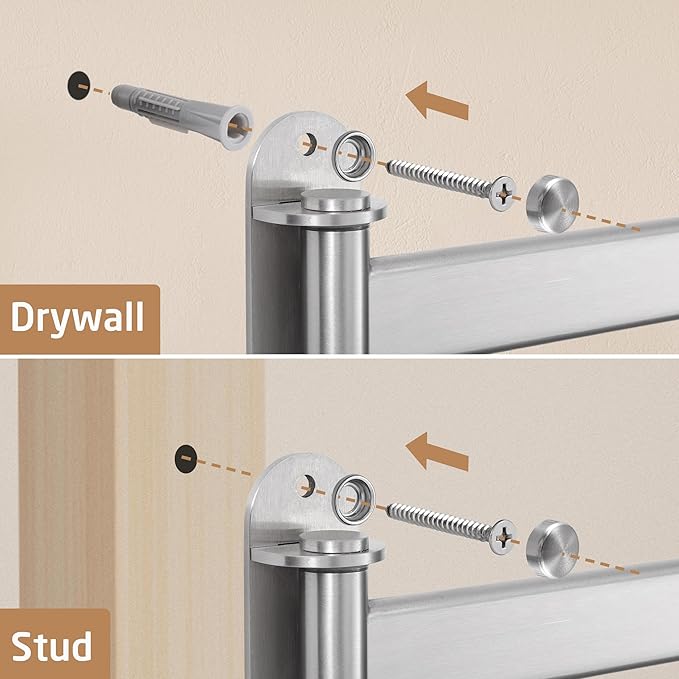 KES Swivel Towel Racks for Bathroom, 19.5" Swing Out Towel Rack for Bathroom Wall 4-Arm, Swinging Towel Bar 18/8 Stainless Steel Space Saving Wall Mounted Brushed Finish, A2104S4L50-2