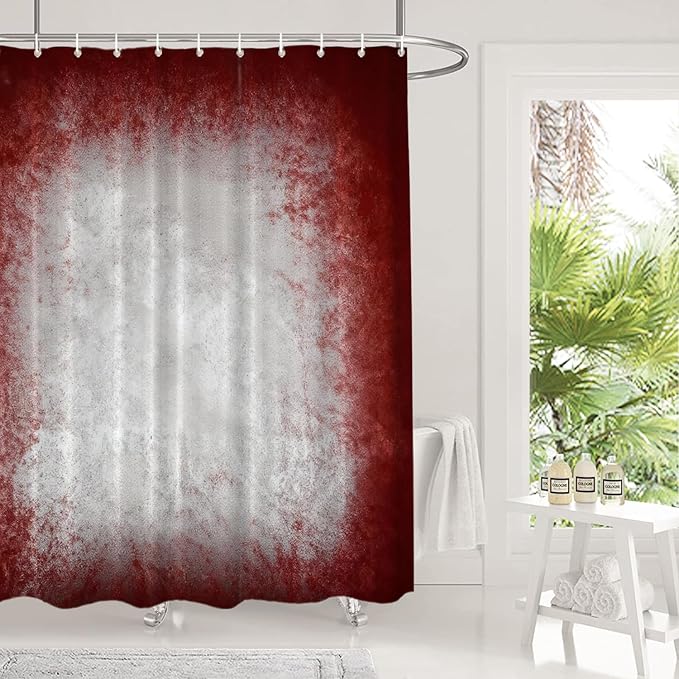 Shrahala Gray Black Grey Shower Curtain, Abstract Art Maroon Decor Shower Curtain for Shower Stall Bathroom Waterproof of Standard Size 72x72 Inch