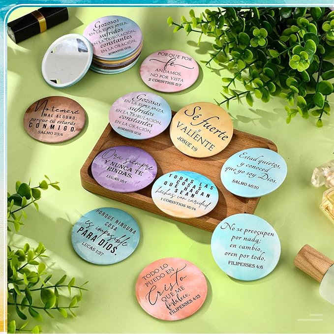 GlikCeil 40 Pcs Christian Compact Mirrors Bulk for Women Inspirational Bible Verse Pocket Mirror Mini Purse Makeup Mirror Christian Church Gift for Mother's Day Mom Church Party Favor (Religious)