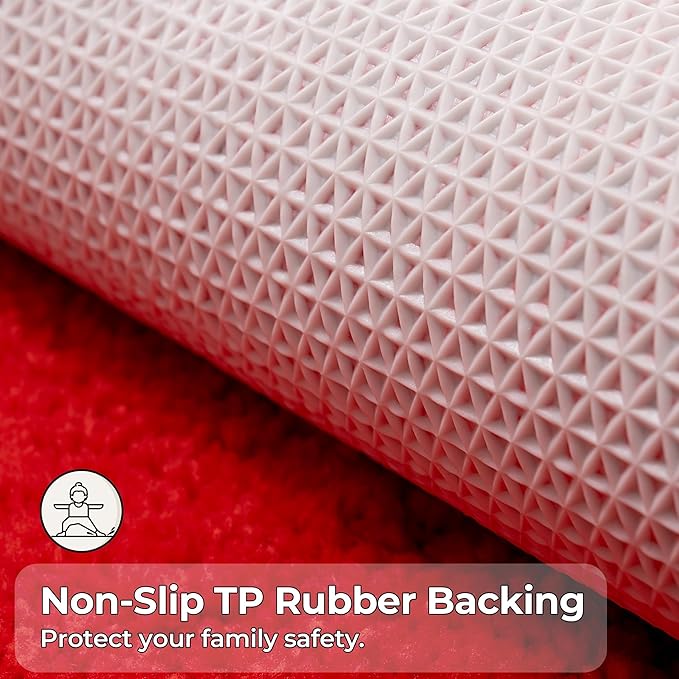 GRANNY SAYS Bathroom Rugs and Mats, 16" x 24" Non-Slip Bath Mat for Bathroom, Super Soft Absorbent Microfiber Bath Rug, Machine Washable and Dry, Small Red Rug for Shower, Tub and Bath Floor