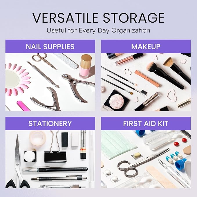 Beauticom Personal Box Storage Case for Professional Manicurist Nails Pedicure (Large Size) (1 Piece, PURPLE)