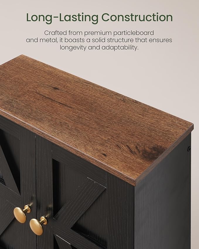 CHOEZON Bathroom Wall Cabinet, Medicine Cabinet with Open Partition and Towel Bar, Rustic Storage Cabinet with Open and Hidden Storage Space, for Bathroom, Living Room, Kitchen, Black and Walnut