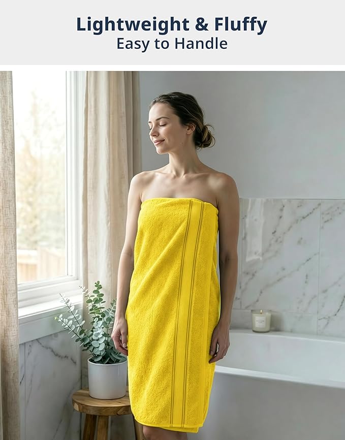 LANE LINEN 18 Pc Luxury Bath Towels Set – Ultra Soft 100% Mercerized Cotton, 6 Bath, 6 Hand Towel & 6 Wash Cloth, Zero Twist, Quick-Dry, Long-Lasting Comfort & Hotel Quality, Machine Washable – Mimosa