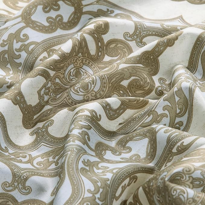Hudson Tan Farmhouse Waterproof Fabric Printed Polyester Beige Shower Curtain for Bathroom,72" W x 78" H