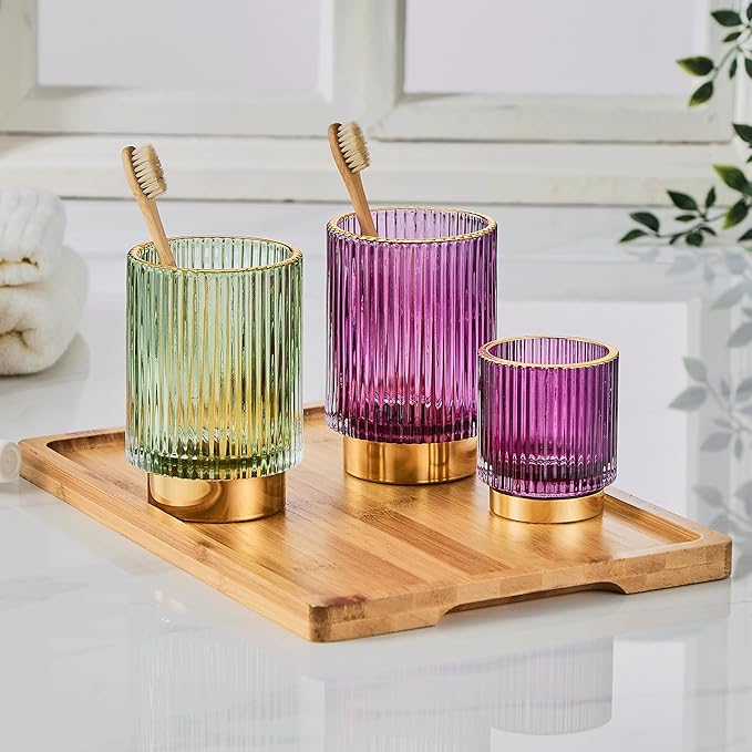 Makeup Brush Holder Organizer,Toothbrush Holders,Desk Pen Pencil Holder,Multifunctional Vintage Glass Brush Cup(A3-25-US)
