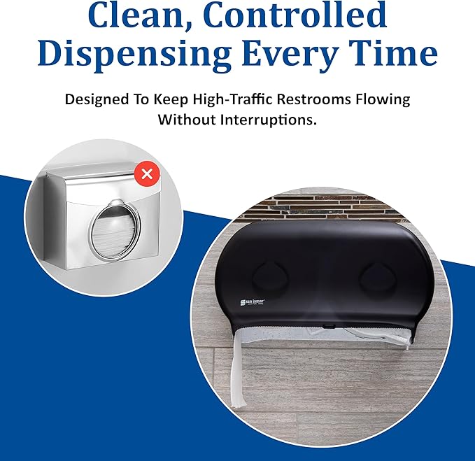 San Jamar - SJMR4000TBK R4000TBK Twin 9" Jumbo Tissue Dispenser, Black Pearl, 12" x 19" x 5.3"