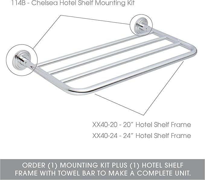 Ginger XX40-20/PC Hotel Shelf, 20" Frame, Polished Chrome