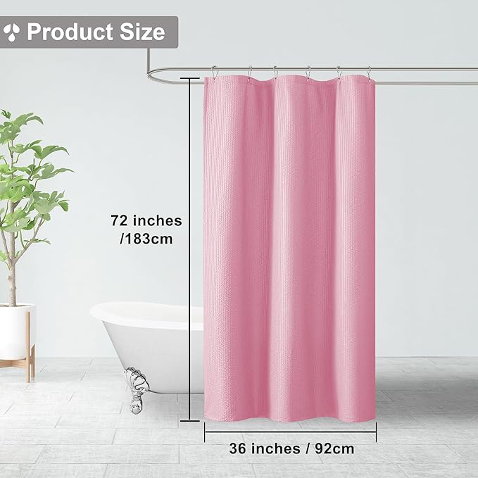 OVZME Small Stall Shower Curtain - Embossed Textured Bathroom Curtain, 36 x 72 Shower Curtain for RV Camper, Machine Washable Water Resistance, Hot Pink