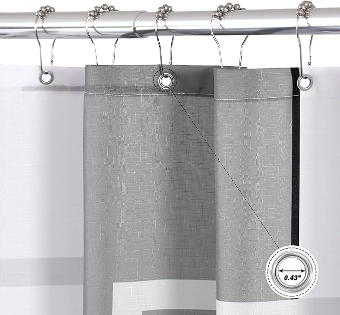 Modern Blue Shower Curtain Set with Hooks Blue and White Shower Curtain for Bathroom Fabric Grey Abstract Geometric Bath Curtains Decorative Gray Water Repellent 72x78