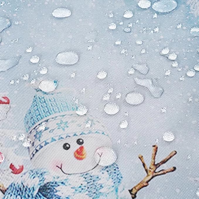 NBVKO Christmas Snowman Waterproof Set Shower Curtain,with Non-Slip Rugs,Toilet Lid Cover and Bath Mat,Bathroom Decor Accessory Set